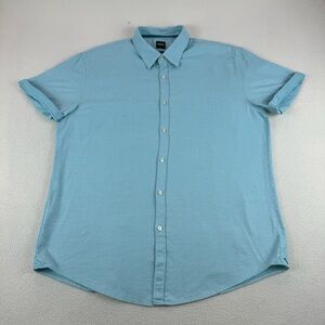 Hugo boss slim fit shirt men’s size XXL blue geometric button up short sleeve